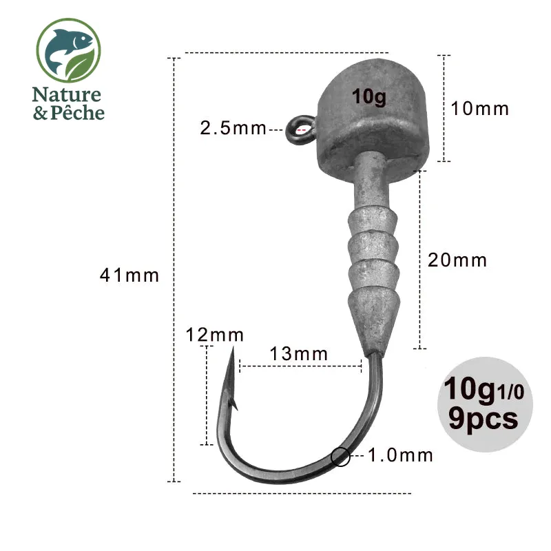 Têtes plombées KESFishing Jig 002 – 5 à 10 g, hameçon fort pour leurres souples