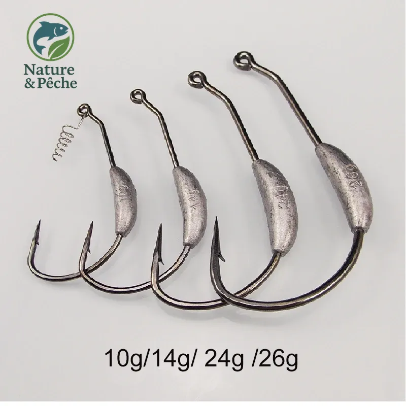 Pack de 5 têtes plombées KESFishing JIG003 – têtes rondes polyvalentes pour leurres souples (eau douce & mer)