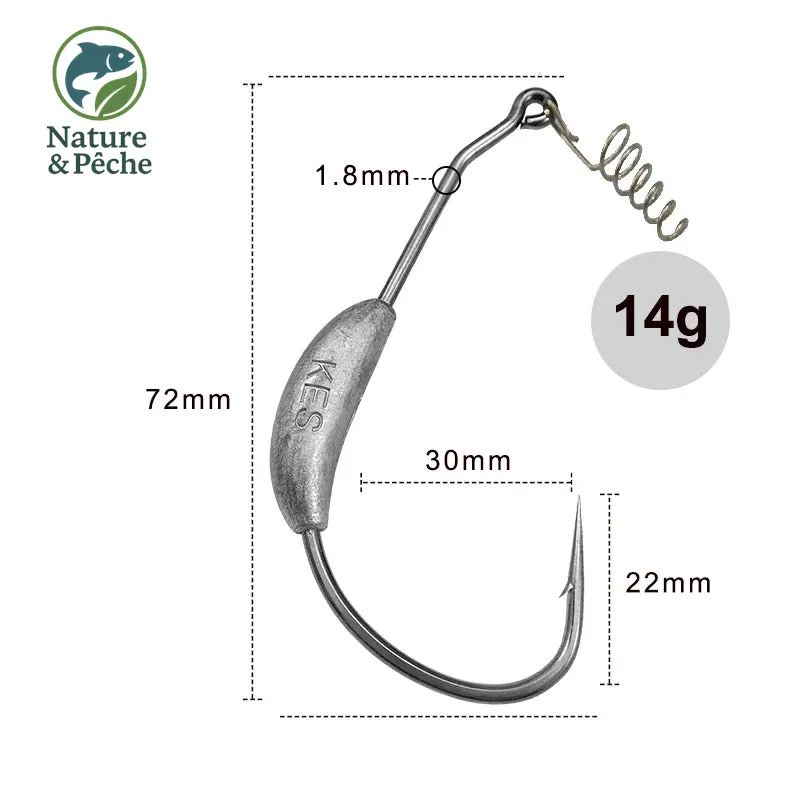 Pack de 5 têtes plombées KESFishing JIG003 – têtes rondes polyvalentes pour leurres souples (eau douce & mer)