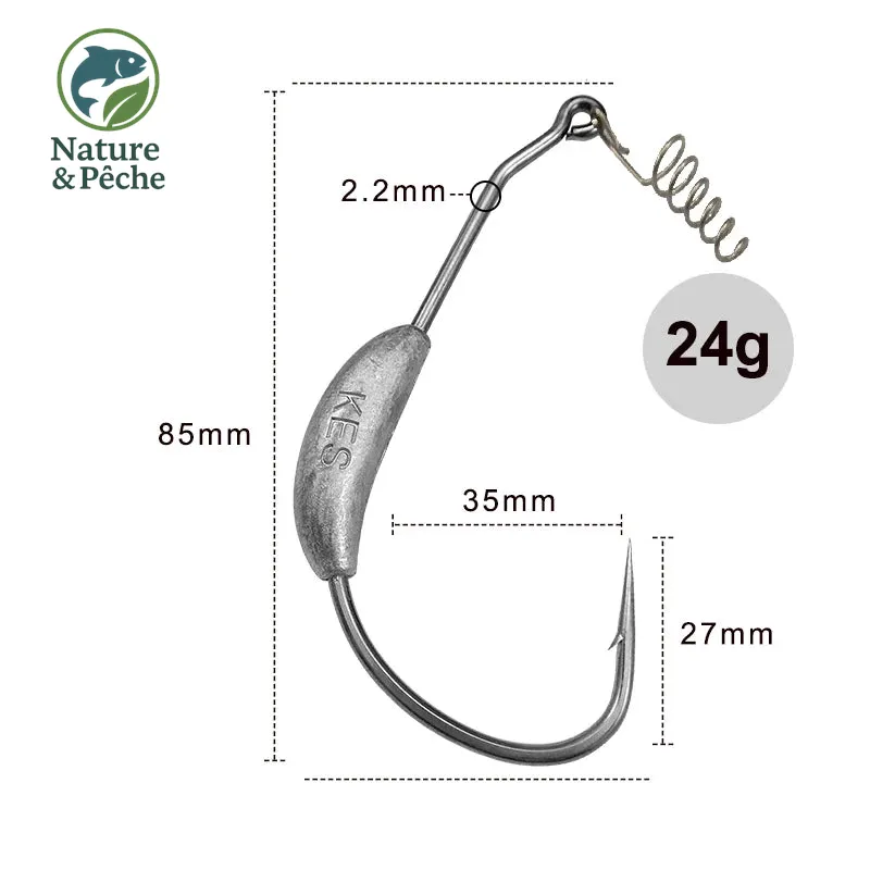 Pack de 5 têtes plombées KESFishing JIG003 – têtes rondes polyvalentes pour leurres souples (eau douce & mer)