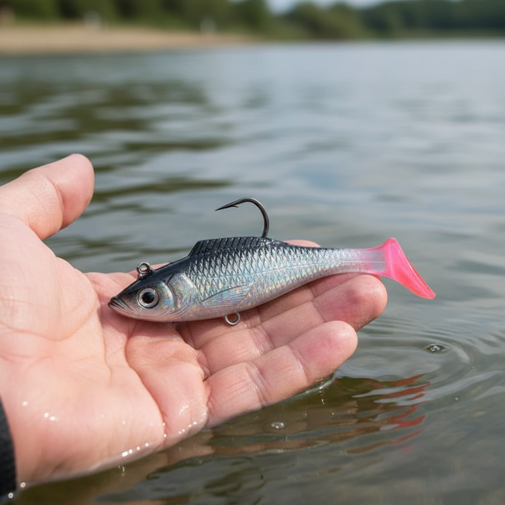 Pack Leurres Souples Brochet – 4 Swimbaits MEREDITH Sélection Nature & Pêche
