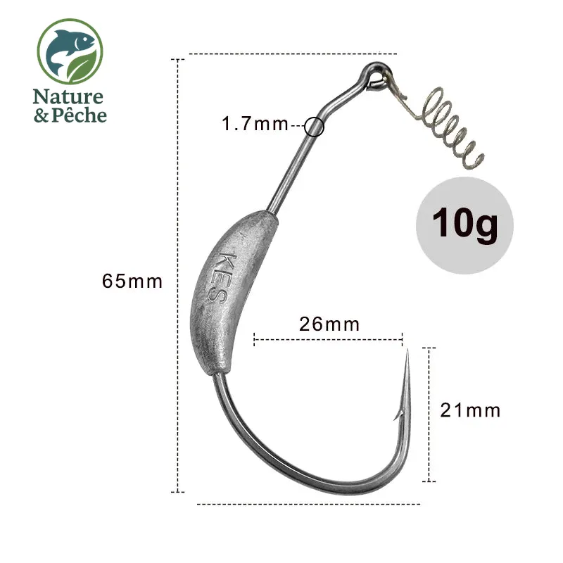 Pack de 5 têtes plombées KESFishing JIG003 – têtes rondes polyvalentes pour leurres souples (eau douce & mer)