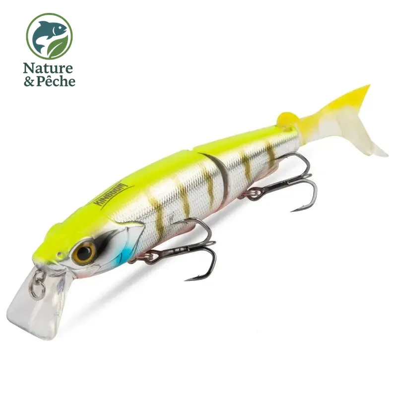 Leurre flottant articulé KINGDOM 120 mm – Swimbait Minnow 3D, parfait pour brochets, truites et bars