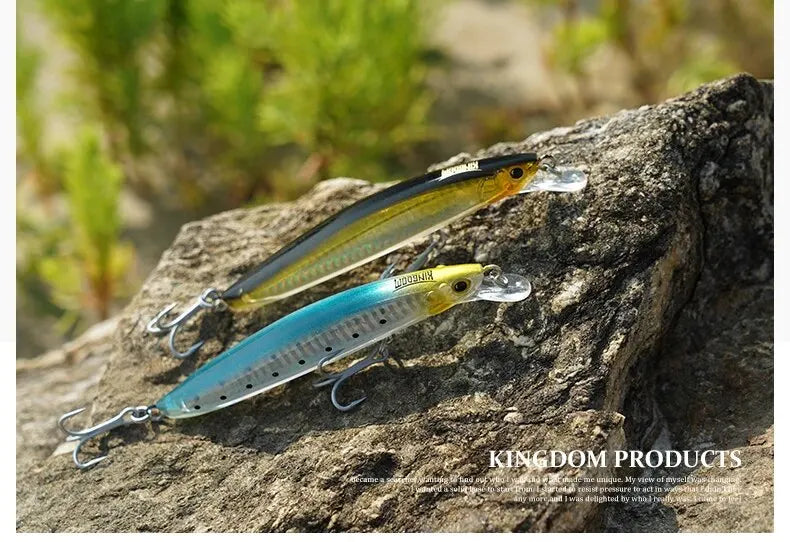 Leurre mer KINGDOM Minnow 120–130 mm – 23/30 g flottant, spécial bar & carnassiers marins