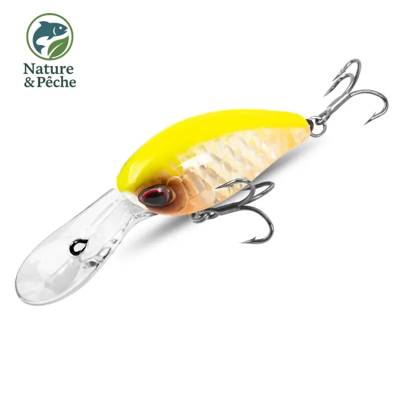 Leurre crankbait flottant KINGDOM FAT BOY II – 43 mm, 6/6.5 g, 2 types de bavettes, spécial bass & truite