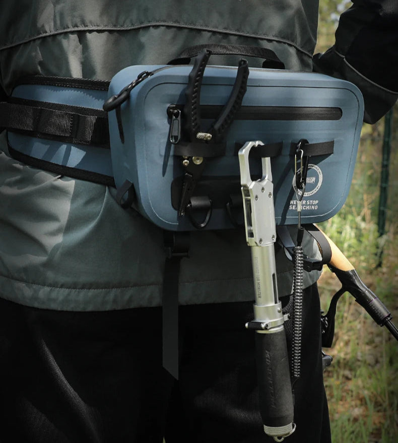 Sac de pêche KINGDOM IPX8 – Étanche, multifonction, porté épaule/ceinture/jambe, grande capacité 420D TPU