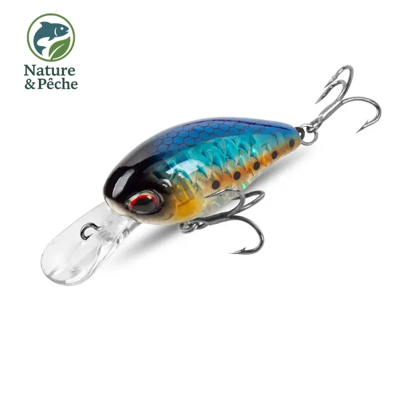 Leurre crankbait flottant KINGDOM FAT BOY II – 43 mm, 6/6.5 g, 2 types de bavettes, spécial bass & truite
