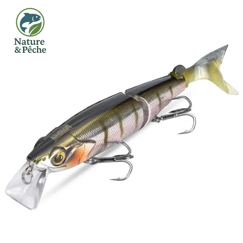 Leurre flottant articulé KINGDOM 120 mm – Swimbait Minnow 3D, parfait pour brochets, truites et bars