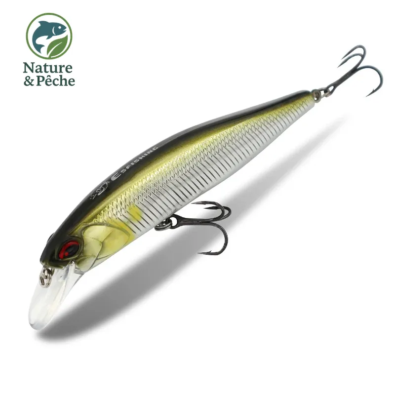 Minnow KES Fishing SPW100 – 100 mm / 16 g, suspending 0.8–1.5 m, leurre dur brochet, sandre & bar