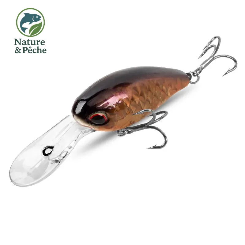 Leurre crankbait flottant KINGDOM FAT BOY II – 43 mm, 6/6.5 g, 2 types de bavettes, spécial bass & truite