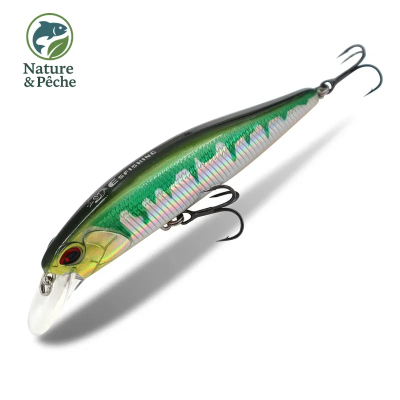 Minnow KES Fishing SPW100 – 100 mm / 16 g, suspending 0.8–1.5 m, leurre dur brochet, sandre & bar