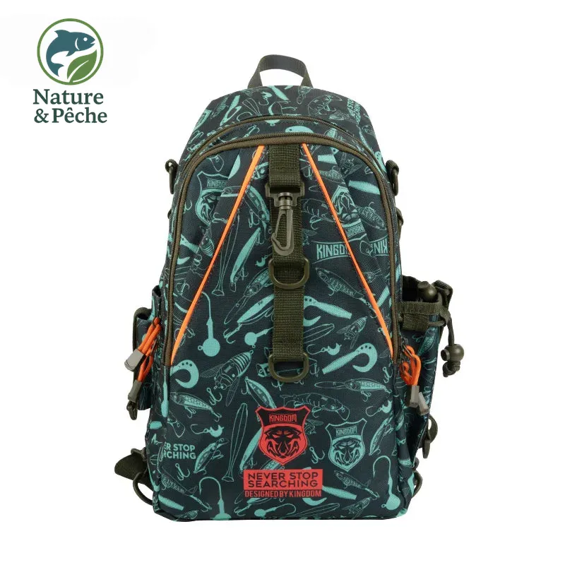 Sac à dos de pêche KINGDOM 37×25×14 cm – Waterproof, 2 couches, pour pêche, randonnée et outdoor