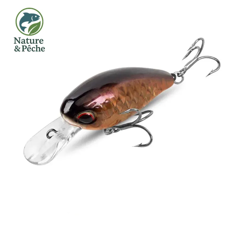 Leurre crankbait flottant KINGDOM FAT BOY II – 43 mm, 6/6.5 g, 2 types de bavettes, spécial bass & truite