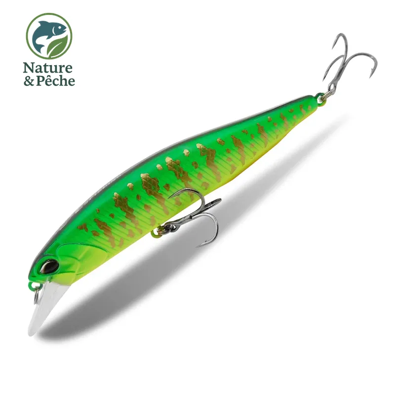 Minnow KES Fishing SPW100 – 100 mm / 16 g, suspending 0.8–1.5 m, leurre dur brochet, sandre & bar
