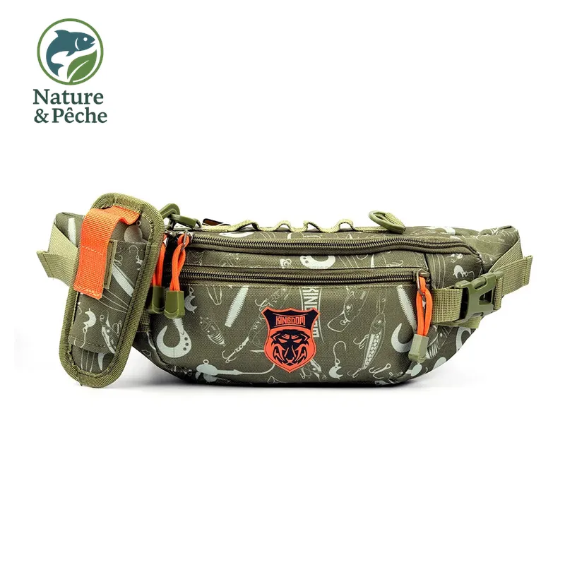 Sac de pêche KINGDOM 20×11×11 cm – Sac banane/poitrine waterproof, tactique & multifonction