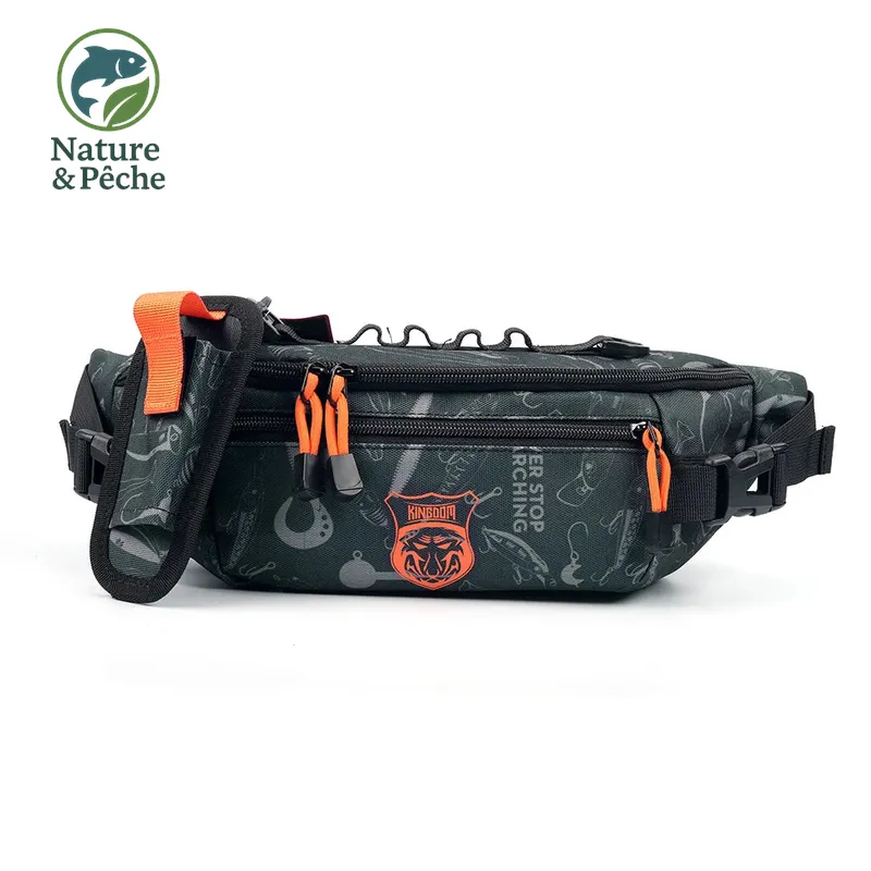 Sac de pêche KINGDOM 20×11×11 cm – Sac banane/poitrine waterproof, tactique & multifonction