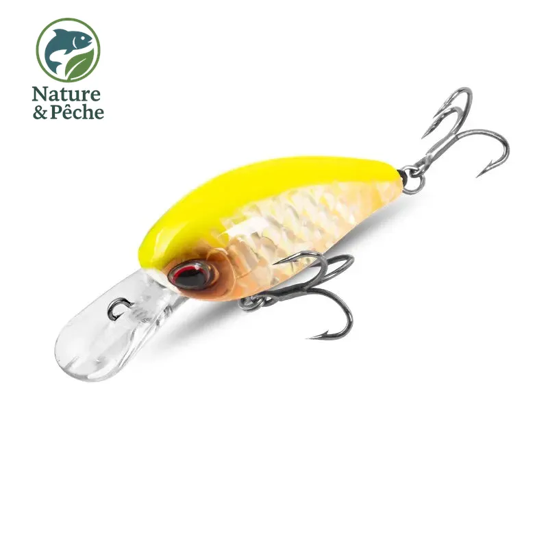 Leurre crankbait flottant KINGDOM FAT BOY II – 43 mm, 6/6.5 g, 2 types de bavettes, spécial bass & truite