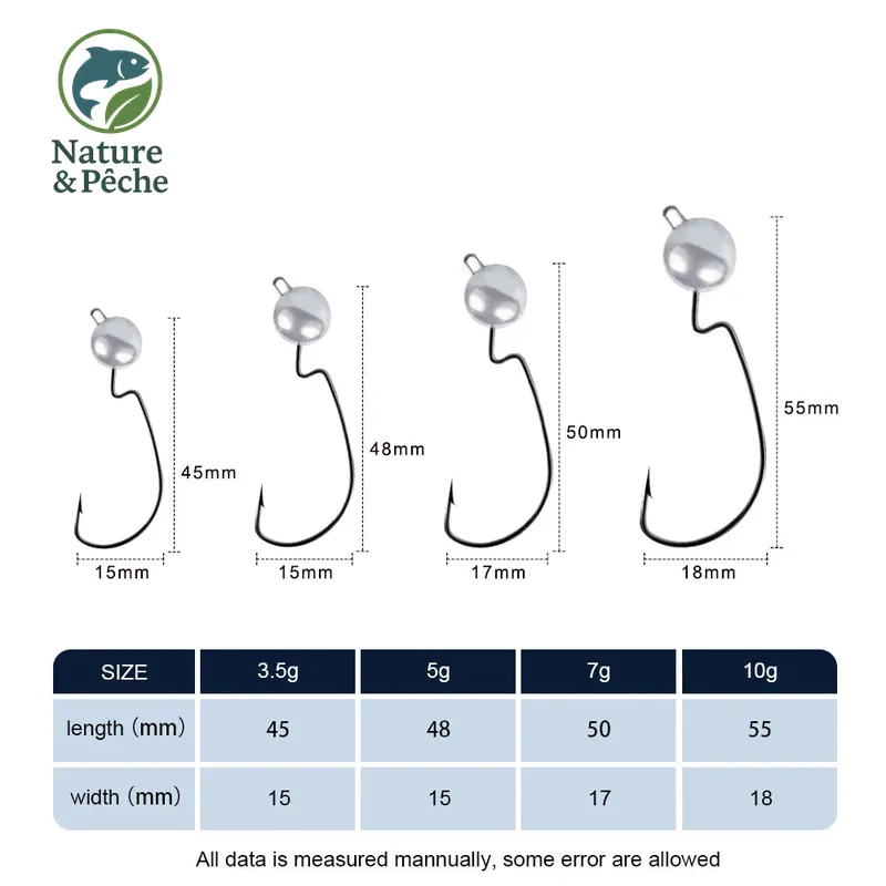 Pack de 6 têtes plombées KESFishing JH006 – Hameçon renforcé pour leurres souples (mer & eau douce)