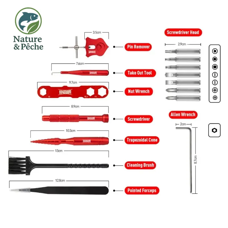 Kit d’entretien KINGDOM pour moulinet casting – Coffret complet avec outils spécifiques