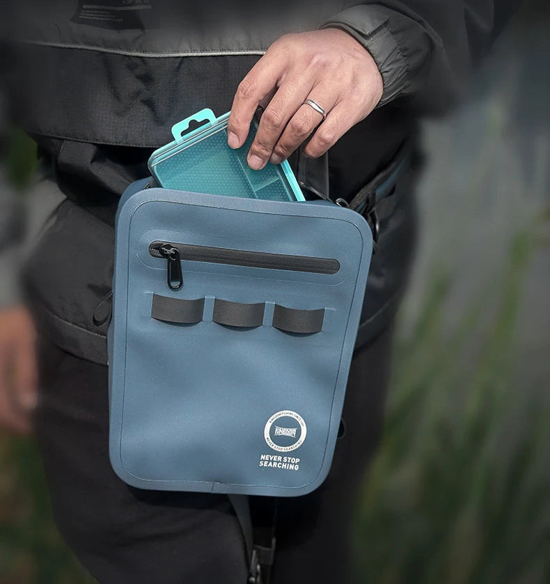 Sac de pêche KINGDOM IPX8 – Étanche, multifonction, porté épaule/ceinture/jambe, grande capacité 420D TPU