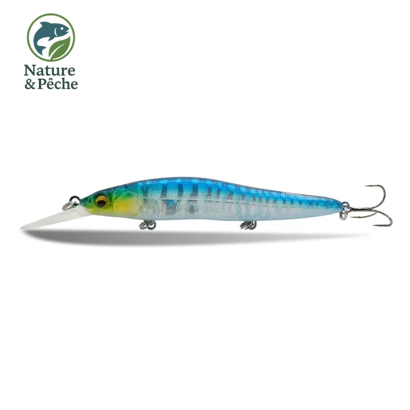 Minnow KES Fishing DW0015 – 110 mm / 14 g, slow floating, leurre dur pour brochet, sandre & bar