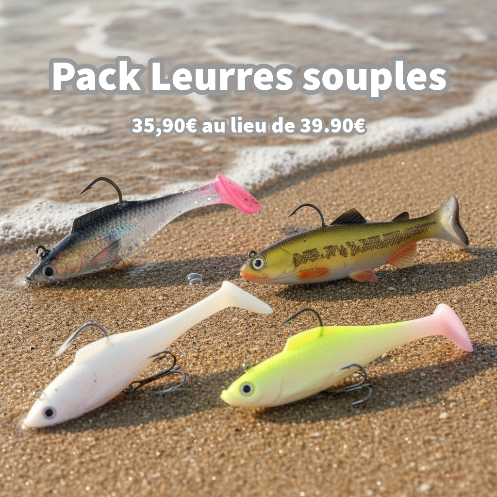 Pack Leurres Souples Brochet – 4 Swimbaits MEREDITH Sélection Nature & Pêche