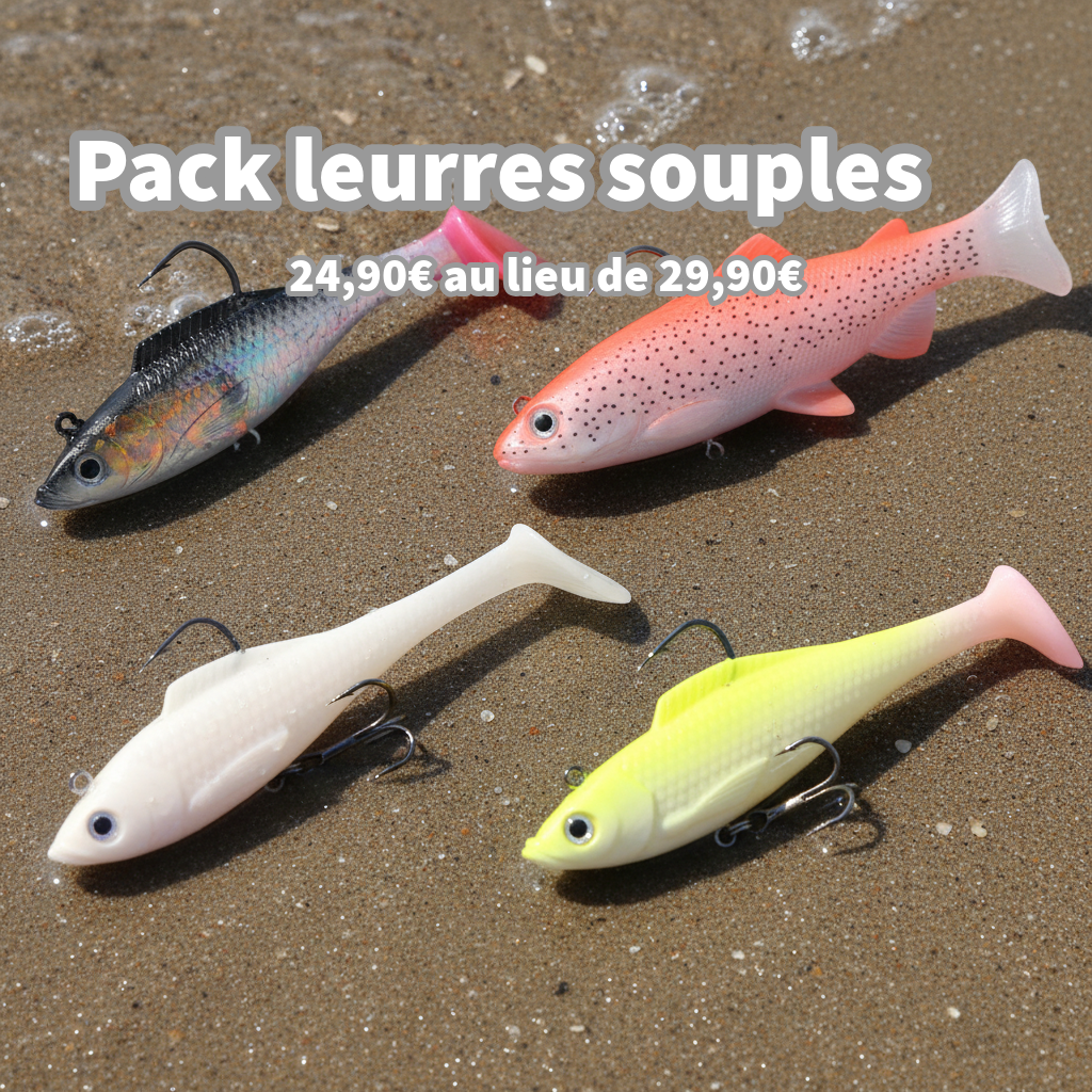 Pack Leurres Souples Brochet/Sandre – 4 Swimbaits Sélection Nature & Pêche