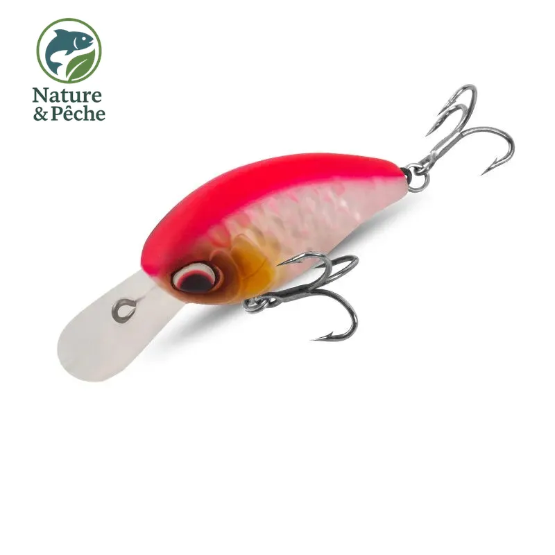 Leurre crankbait flottant KINGDOM FAT BOY II – 43 mm, 6/6.5 g, 2 types de bavettes, spécial bass & truite