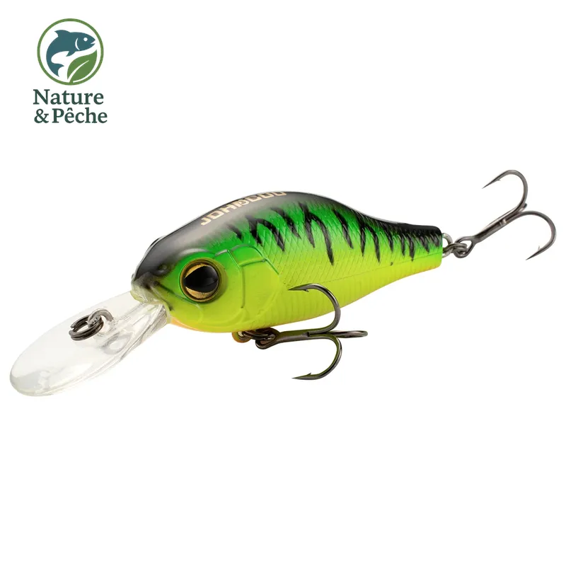 Crankbait JOHNCOO 55–65 mm – leurre flottant 10.6/14.5 g avec billes sonores, spécial brochet, perche & bass