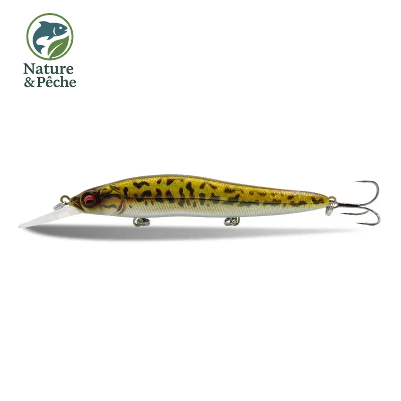 Minnow KES Fishing DW0015 – 110 mm / 14 g, slow floating, leurre dur pour brochet, sandre & bar