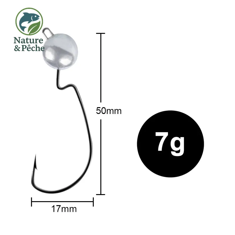 Pack de 6 têtes plombées KESFishing JH006 – Hameçon renforcé pour leurres souples (mer & eau douce)