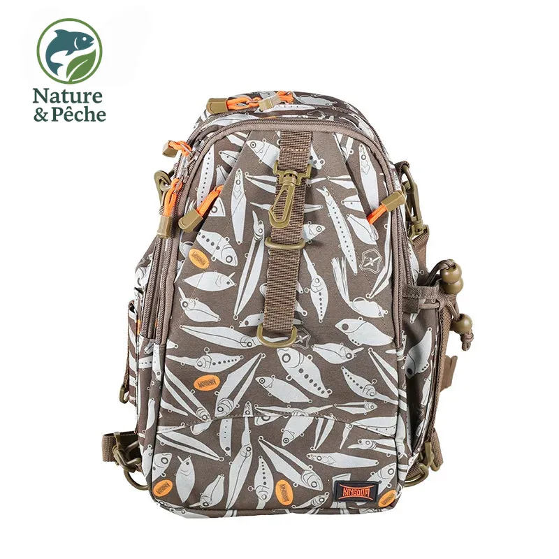 Sac à dos de pêche KINGDOM 37×25×14 cm – Waterproof, 2 couches, pour pêche, randonnée et outdoor
