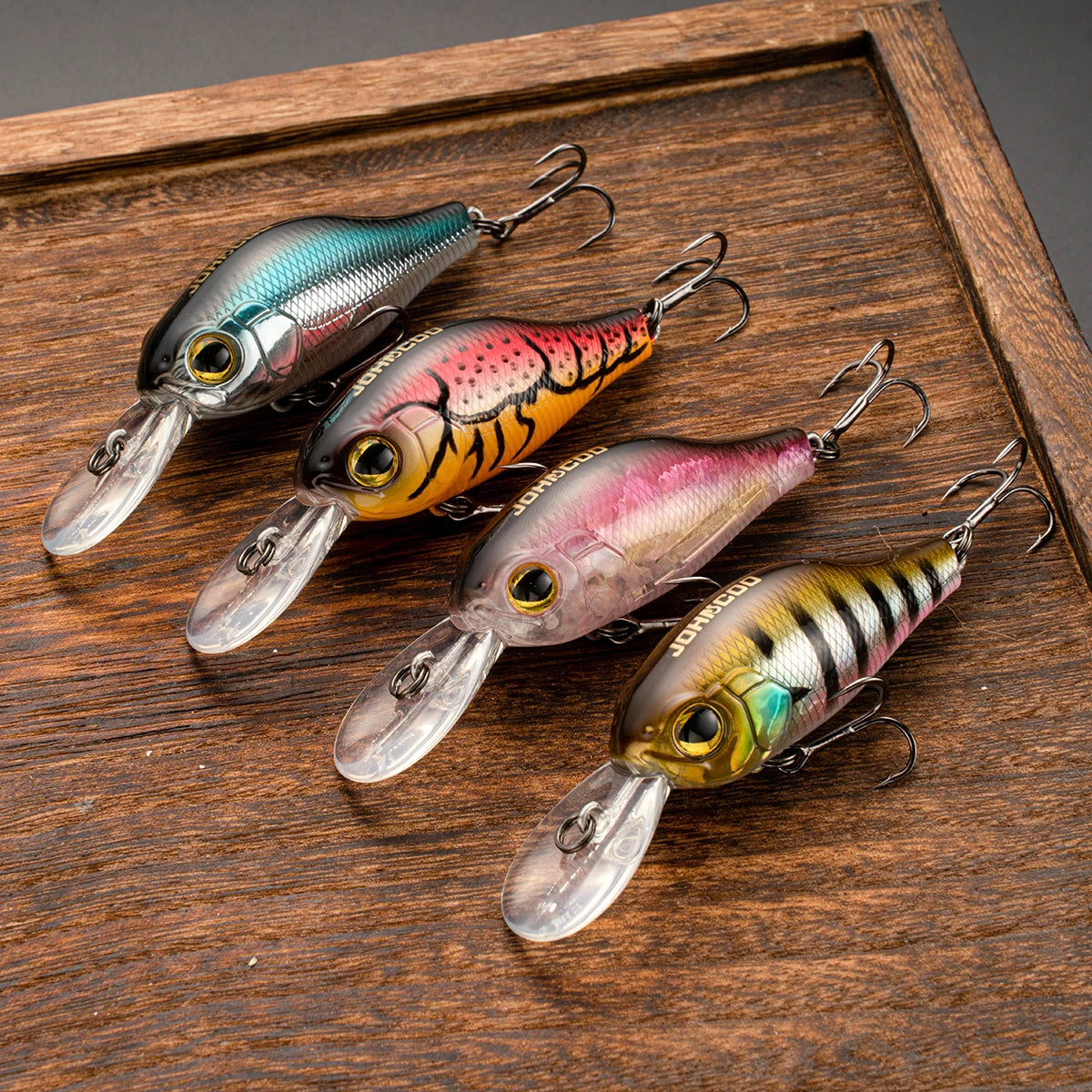 Crankbait JOHNCOO 55–65 mm – leurre flottant 10.6/14.5 g avec billes sonores, spécial brochet, perche & bass