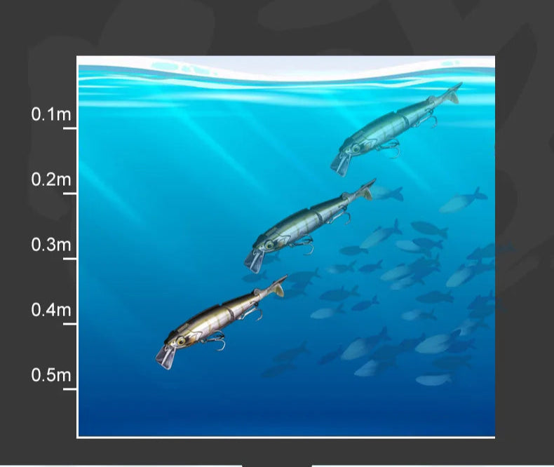 Leurre flottant articulé KINGDOM 120 mm – Swimbait Minnow 3D, parfait pour brochets, truites et bars