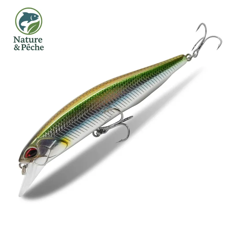 Minnow KES Fishing SPW100 – 100 mm / 16 g, suspending 0.8–1.5 m, leurre dur brochet, sandre & bar