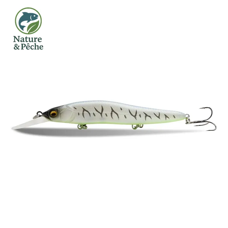 Minnow KES Fishing DW0015 – 110 mm / 14 g, slow floating, leurre dur pour brochet, sandre & bar