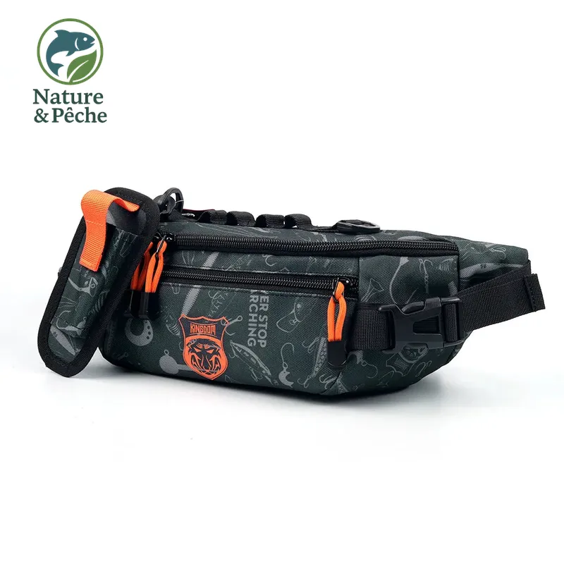 Sac de pêche KINGDOM 20×11×11 cm – Sac banane/poitrine waterproof, tactique & multifonction