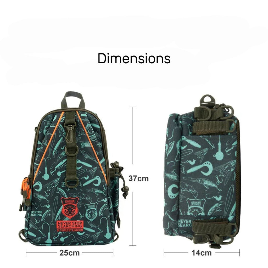 Sac à dos de pêche KINGDOM 37×25×14 cm – Waterproof, 2 couches, pour pêche, randonnée et outdoor