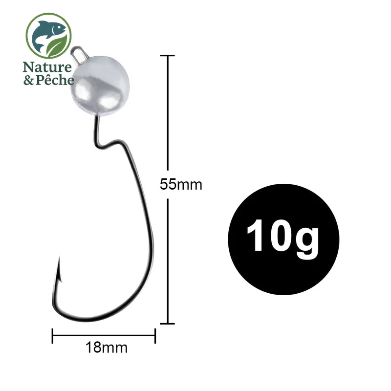 Pack de 6 têtes plombées KESFishing JH006 – Hameçon renforcé pour leurres souples (mer & eau douce)