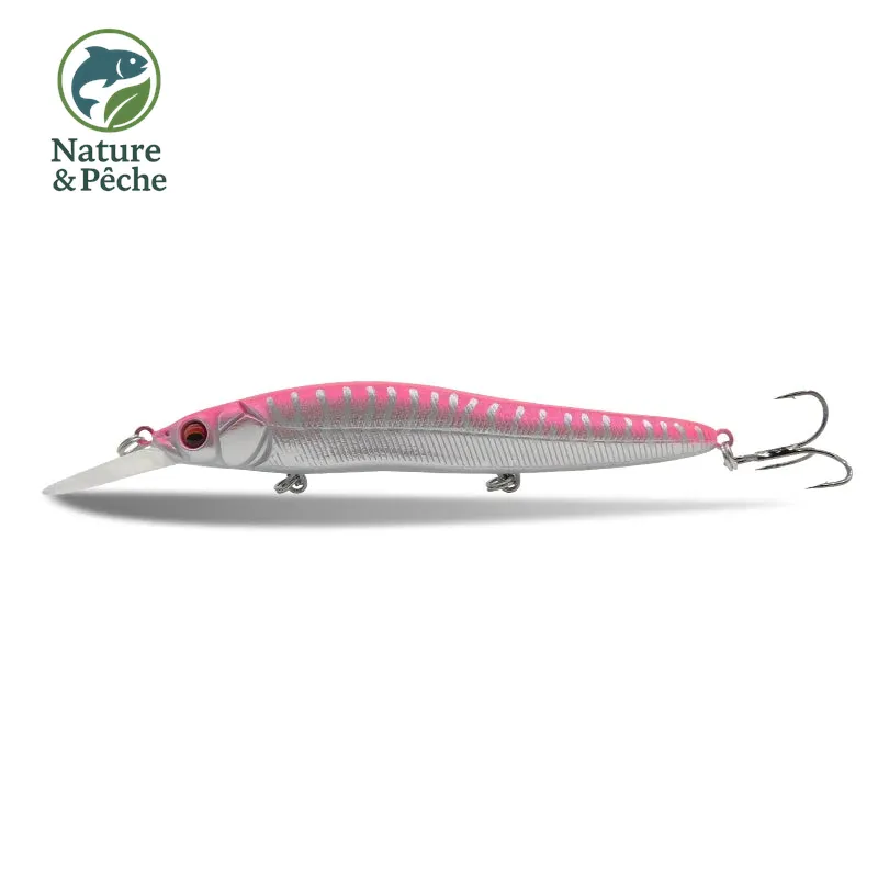 Minnow KES Fishing DW0015 – 110 mm / 14 g, slow floating, leurre dur pour brochet, sandre & bar