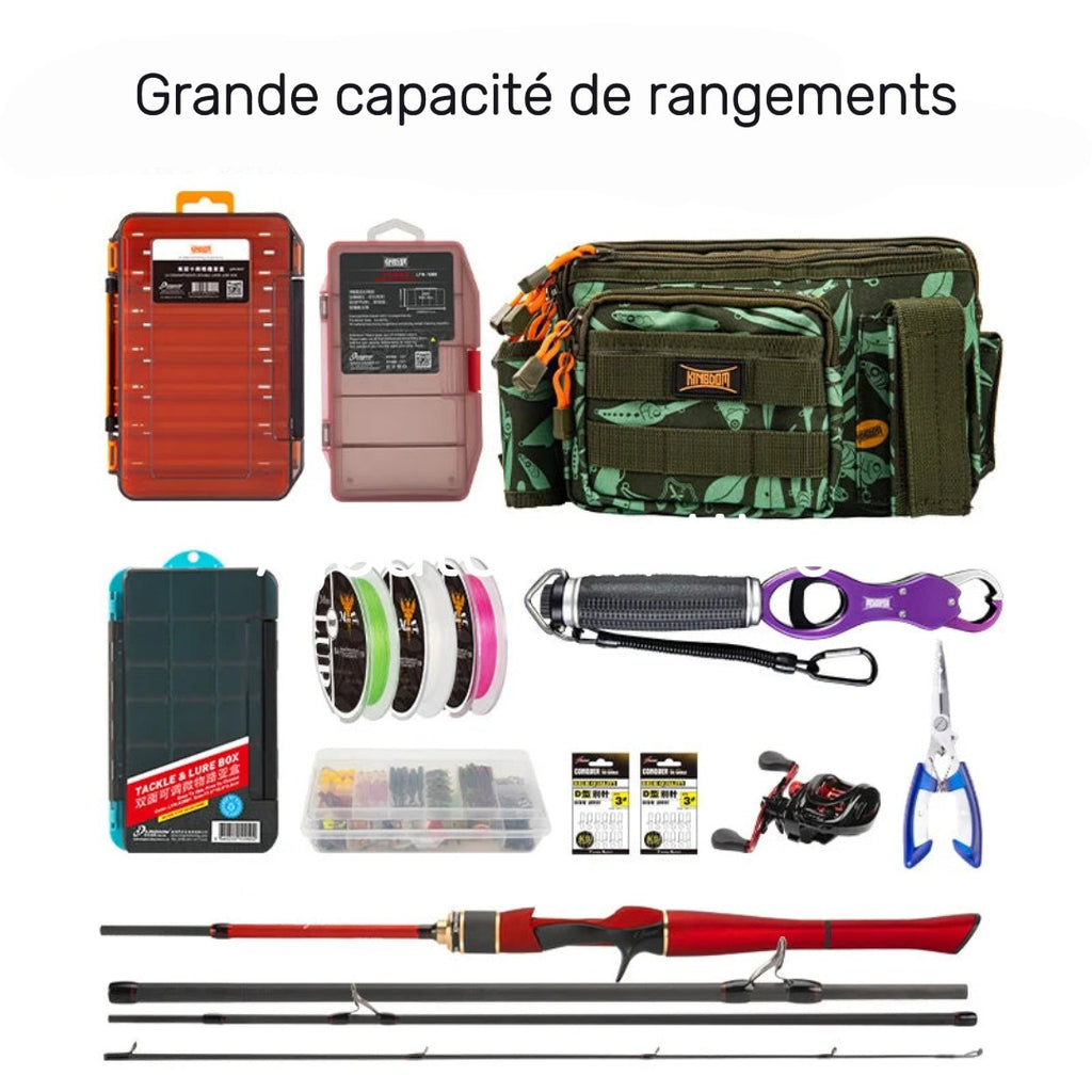 Sac de pêche KINGDOM 1000D – Sac banane waterproof grande capacité 31x18x16 cm