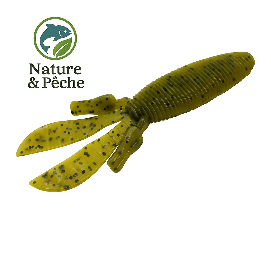 Leurre Souple MD BOMB Craw – 95 mm | Goût Crevette pour Sandre, Bass, Brochet