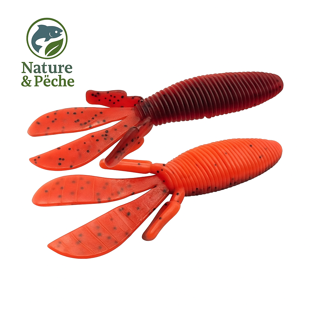 Leurre Souple MD BOMB Craw – 95 mm | Goût Crevette pour Sandre, Bass, Brochet