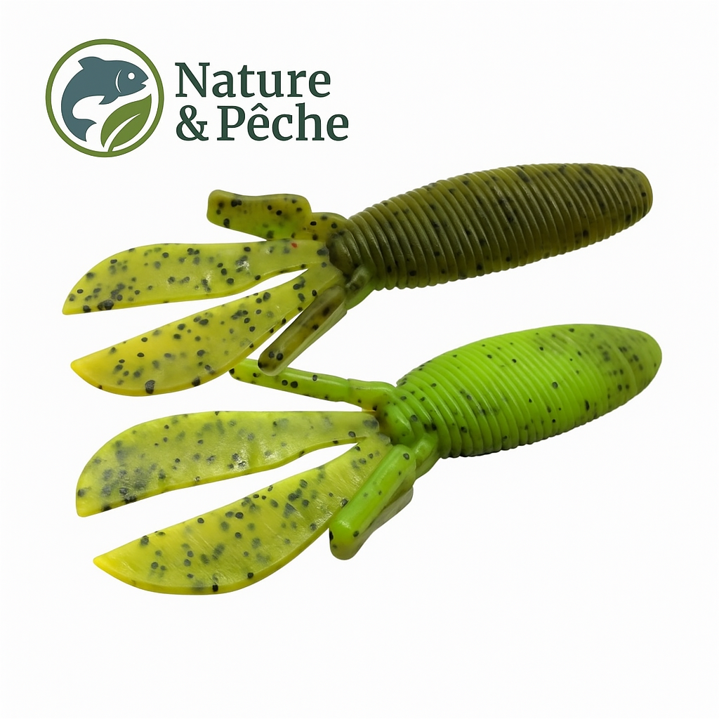 Leurre Souple MD BOMB Craw – 95 mm | Goût Crevette pour Sandre, Bass, Brochet