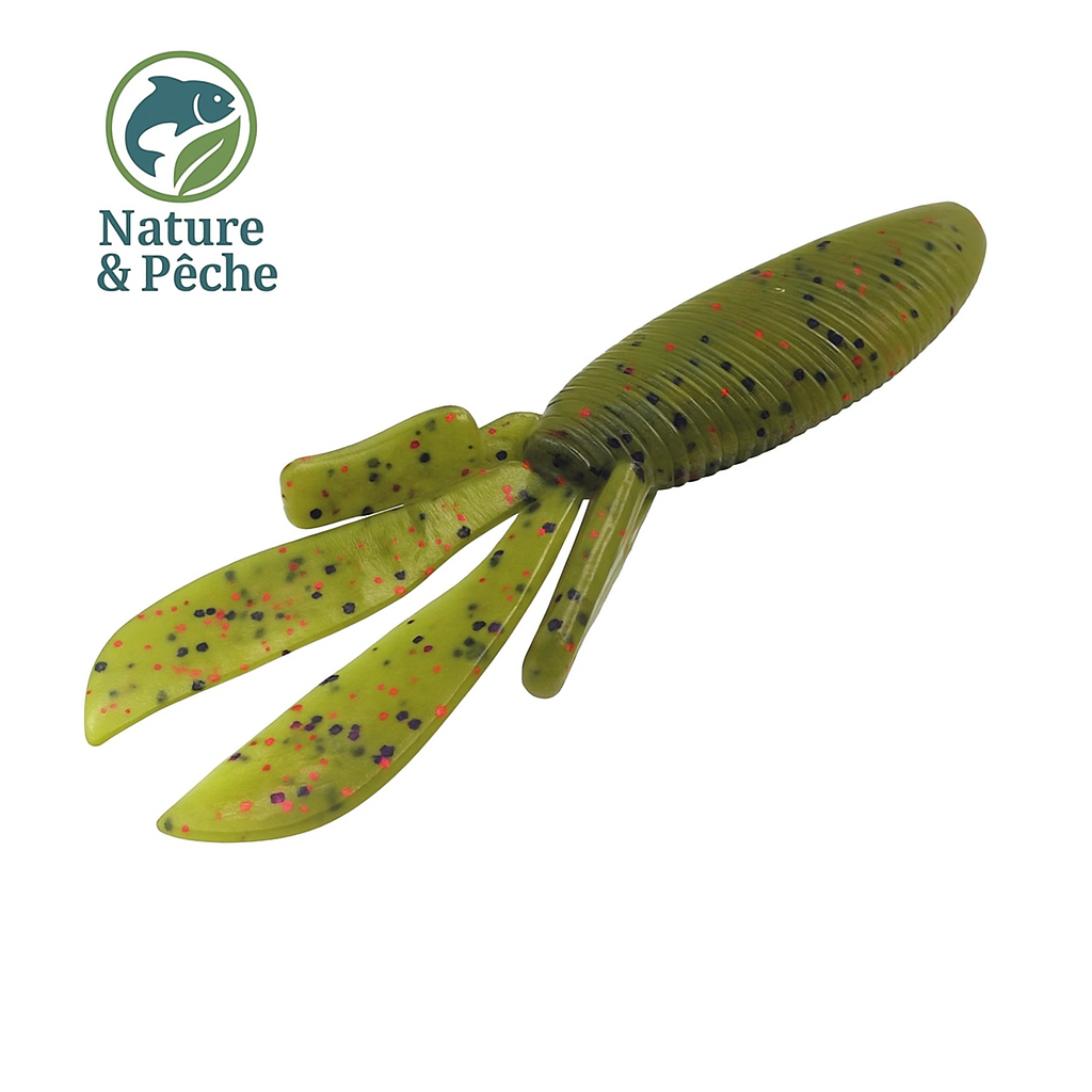 Leurre Souple MD BOMB Craw – 95 mm | Goût Crevette pour Sandre, Bass, Brochet