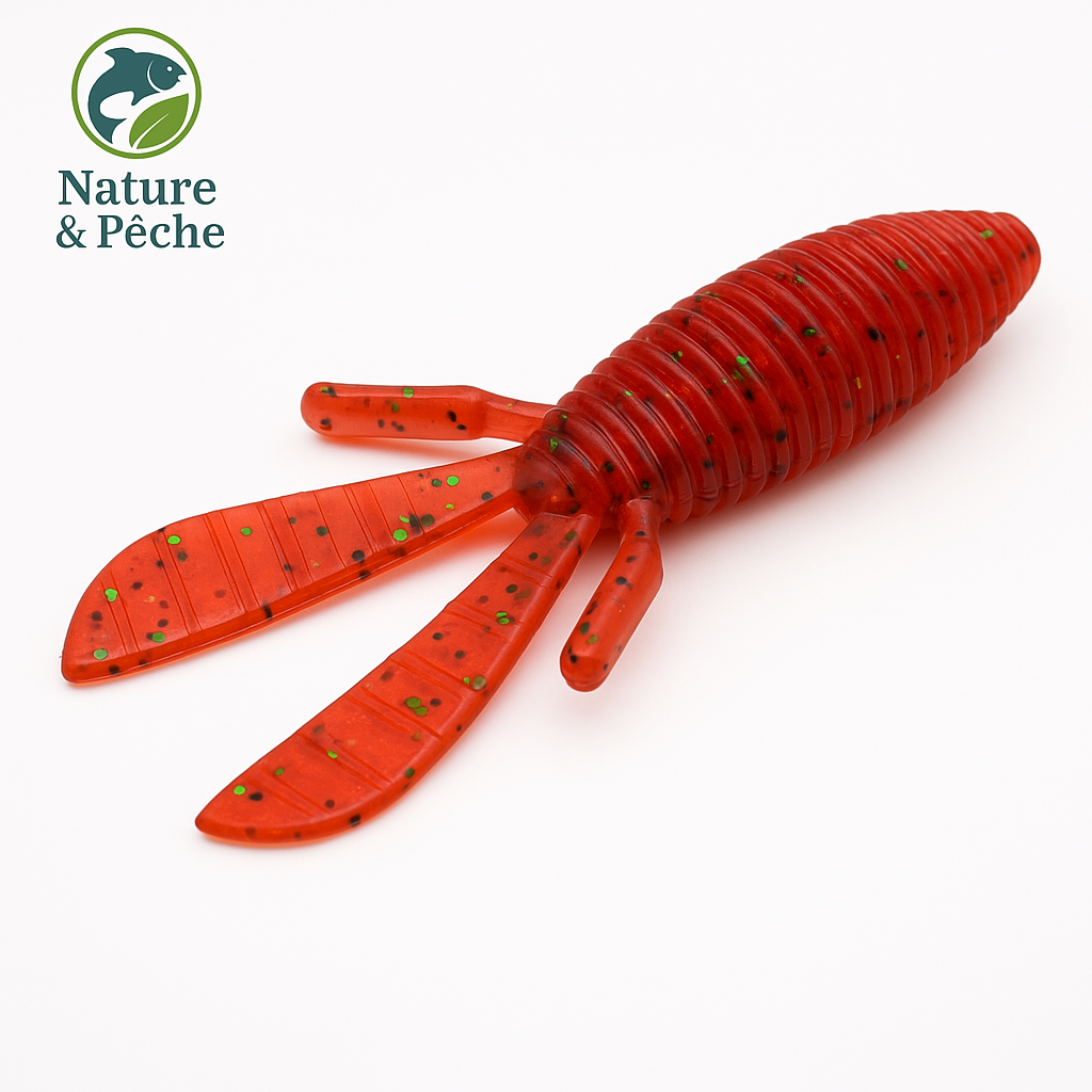 Leurre Souple MD BOMB Craw – 95 mm | Goût Crevette pour Sandre, Bass, Brochet