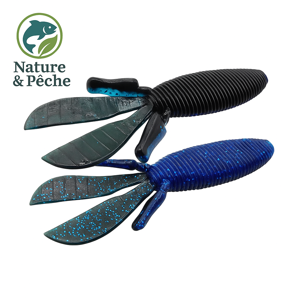 Leurre Souple MD BOMB Craw – 95 mm | Goût Crevette pour Sandre, Bass, Brochet