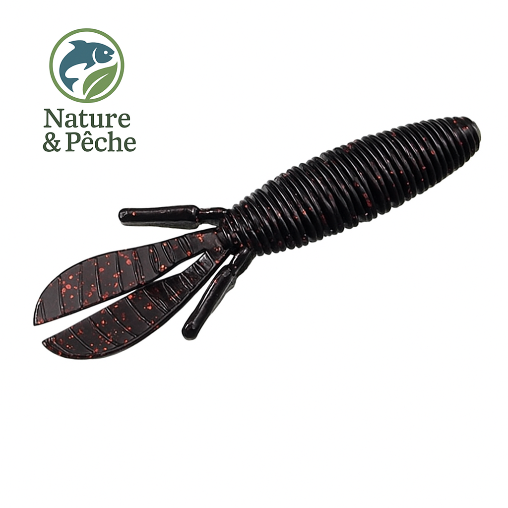 Leurre Souple MD BOMB Craw – 95 mm | Goût Crevette pour Sandre, Bass, Brochet